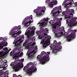 Purple Synthetic Coral Beads Strands, Dyed, Tortoise, Purple, 15x12x7mm, Hole: 2mm, about 22pcs/strand, 11.5 inch