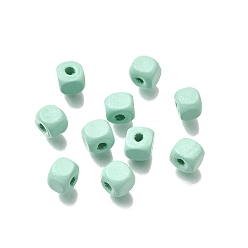 Светло-голубой Спрей окрашены деревянные бусины, квадратный, светло-голубой, 6x6x6 мм, отверстие : 1.6~2 мм