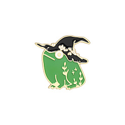 xz3227 Witch Hat Frog Brooch - Cartoon Animal Pin for Halloween Costume Accessories