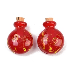 Красный Флаконы для духов ручной работы, изготовленные методом выдувания стекла., круглые, с пробкой, красные, 3.1~3.2x2.25x1.4~1.45 см, отверстие : 5 мм