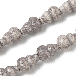Gris Clair Perles de porcelaine vintage faites à la main, fantaisie porcelaine émaillée antique, gourde, gris clair, 12.5x9mm, Trou: 1.6mm