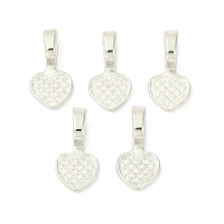 Серебро Сплав клея на плоские площадки поручительств, сердце, без кадмия и без свинца, серебряные, 16x8x1 мм, Отверстие : 3.5x4.5 мм , около 1920 шт / 1000 г