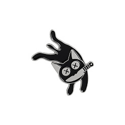 XZ3180 Playful Black Cat Brooch with Knife in Mouth - Unique Cartoon Style Jewelry Accessory