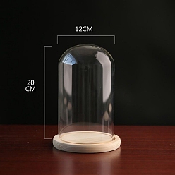 Прозрачный Стеклянный купол, декоративная витрина, колокол баночка террариум с деревянной основой, прозрачные, 120x200 мм