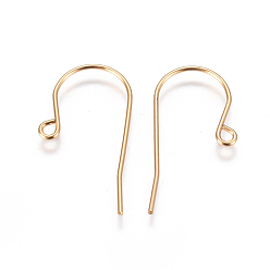 Golden Vacuum Plating 304 Stainless Steel Earring Hooks, with Horizontal Loop, Golden, 27.5x13x0.8mm, Hole: 1.8mm, 21 Gauge, Pin: 0.7mm