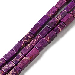 Purple Natural Imperial Jasper Beads Strands, Dyed, Rectangle, Purple, 6.3~6.8x3~3.5x3~3.5mm, Hole: 0.8mm, about 59pcs/strand, 14.96~15.28 inch(38~38.8cm)