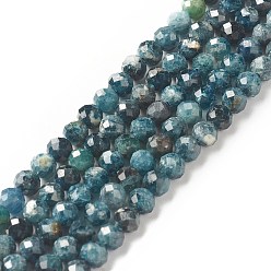Tourmaline Natural Blue Tourmaline Beads Strands, Faceted, Round, 4mm, Hole: 0.7mm, about 100pcs/strand, 15.35 inch(39cm)