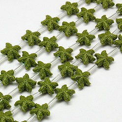 Olive Drab Synthetic Coral Beads Strands, Dyed, Starfish/Sea Stars, Olive Drab, 10x11x5.5mm, Hole: 1mm, about 24pcs/strand, 16.53 inch