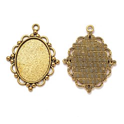 Antique Golden Tibetan Style Alloy Flat Oval Pendant Cabochon Settings, Cadmium Free & Lead Free, Antique Golden, Tray: 25x18mm, 39x30x2mm, Hole: 2mm, about 294pcs/1000g