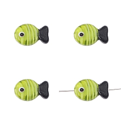 Yellow Green Handmade Lampwork Beads, Fish, Yellow Green, 20x12mm, Hole: 2mm, about 1pc/bag