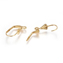 Real 18K Gold Plated 304 Stainless Steel Leverback Earrings Findings, with Loop, Real 18k Gold Plated, 19x6x12mm, Hole: 1.6mm
