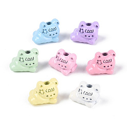 (52) Непрозрачная лаванда Бусины из сплава краски для выпечки, медведь, разноцветные, 8x10.5x7 мм, отверстие : 1.8 мм