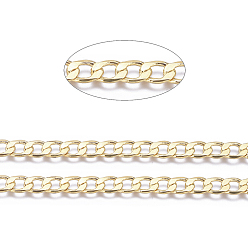 Golden Brass Curb Chains, Cuban Link Chains, Diamond Cut Chains, Unwelded, Faceted, with Spool, Lead Free & Nickel Free & Cadmium Free, Golden, 6x4x1mm, about 150.91 Feet(46m)/roll