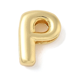 Letter P Медные подвески-слайдеры, стойки покрытие, без свинца и без кадмия, долговечный, реальный 18 k позолоченный, Письмо P, 14.5x10.5x4.5 мм, отверстие : 10.5x2 мм