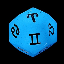 Luminous Stone Natural Luminous Stone Classical 12-Sided Polyhedral Dice, Engrave Twelve Constellations Divination Game Toy, 20x20mm