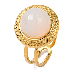 Натуральный Агат Кольца из натурального агата круглые, золотистый тон 304 манжеты из нержавеющей стали для женщин, 15 мм, внутренний диаметр: 17 мм