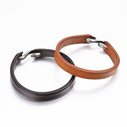 Mixed Color Cowhide Leather Bracelets, with Alloy S-Hook Clasps, Antique Silver, Mixed Color, 7-7/8 inch(200mm), 10mm