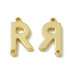 Letter R Rack Plating Brass Connector Charms, Real 18K Gold Plated, Long-Lasting Plated, Cadmium Free & Nickel Free & Lead Free, Letter Links, Letter.R, 14x7.5x1.5mm, Hole: 1mm