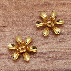 Golden Brass Hair Ties Findings, Flower, Golden, 14x5mm