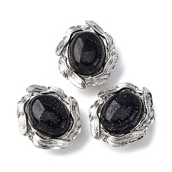 Синий Драгоценный Камень Синтетические овальные многорядные звенья из синего золота, латунные перья обернутые драгоценными камнями ссылки, платина, стойки покрытие, 16x14x7.5 мм, отверстие : 1.5 мм