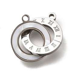 Нержавеющая Сталь Цвет 304 подвески из нержавеющей стали с римскими цифрами, соединяющиеся кольца, с пластиковой имитацией оболочки, цвет нержавеющей стали, 14x16x4 мм, отверстие : 1.4 мм