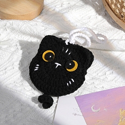 Cat Shape DIY Crochet Pendant Decoration Kits, including Polyester Yarn, Cat Shape, Package Size: 235x185x85mm