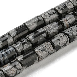 Snowflake Obsidian Natural Snowflake Obsidian Stone Beads Strands, Column, 7.5~8x6mm, Hole: 1.2mm, about 48~50pcs/strand,  15.16''~15.31''(38.5~38.9cm)