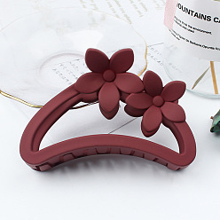 TCB-951-Burgundy Amber Color Hollow Hair Clip with Matte Half Round Arc Flower.