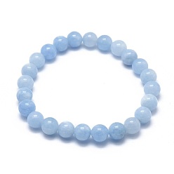 Jade Blanc Bracelets extensibles en perles de jade blanches naturelles et teintes, imitation aigue-marine, ronde, teint, 2-1/8 pouces ~ 2-3/8 pouces (5.5~6 cm), perle: 8 mm