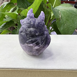 Lepidolite Natural Lepidolite Carved Healing Dragon Egg Figurines, Reiki Energy Stone Display Decorations, 50~60mm