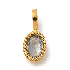 Индийский Сапфир Ионное покрытие (ip) 304 подвески из нержавеющей стали со стразами, овальные амулеты, реальный 14 k позолоченный, Индийский сапфир, 14.5x7x4 мм, отверстия: 4.5z2.5mm