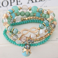 Green Stylish 8-shaped Crystal Beaded Bracelet with Pendant Jewelry