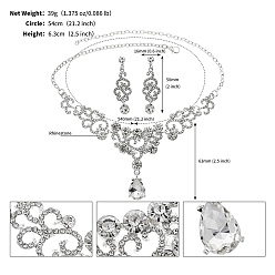 Сердце Комплект из серег и ожерелий из сплава и страз, украшения для женщин, сердце, 540 мм