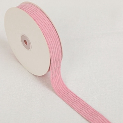 Pink 10 Yards Polyester Velvet Striped Ribbons, Corduroy Ribbon for Bow Making, Garment Accessories, Gift Packaging, Pink, 1 inch(25mm)