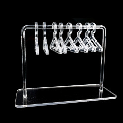 Clear Acrylic Earrings Display Stands, Clothes Hangers Shaped Dangle Earring Organizer Holder, with 8Pcs Mini Hangers, Clear, 6x15x12cm