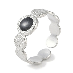 Нержавеющая Сталь Цвет 304 текстурированные круглые кольца на пальцах из нержавеющей стали с эмалью, открытые кольца для женщин, цвет нержавеющей стали, регулируемый, 8 мм