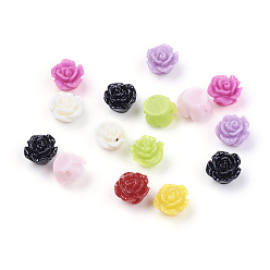 Mixed Color Resin Beads, Flower, Mixed Color, 6x4mm, Hole: 1mm