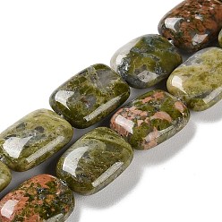 Unakite Natural Unakite Beads Strands, Rectangle, 14~15x10~11x5~5.5mm, Hole: 1~1.2mm, about 28pcs/strand, 16.02 inch(40.7cm)