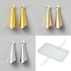Mixed Color 600Pcs 3 Colors Iron Pendants, Cone Shape Charms, Mixed Color, 25x7~7.5mm, Hole: 1~1.2mm, 200pcs/color