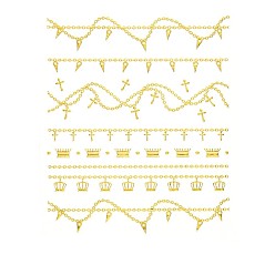 Crown 3d décalcomanies à l'eau pour ongles de verge d'or, auto-adhésif, autocollant, conception d'ongles conseils de manucure décoration d'ongles pour femmes filles enfants, motif couronne, 90x77mm