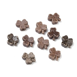Camel Vintage Handmade Porcelain Beads, Fancy Antique Glazed Porcelain, Clover, Camel, 12.5x11x4.5mm, Hole: 2mm