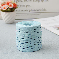 Light Cyan Raffia Ribbon, Packing Paper String, Raffia Twine Paper Cords for Gift Wrapping and Weaving, Light Cyan, 3~4mm, about 218.72 Yards(200m)/Roll