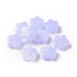 Lilac Opaque Acrylic Beads, Glitter Beads, Flower, Lilac, 14.5x15x6.5mm, Hole: 2mm, 496pcs/500g