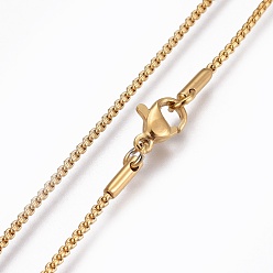 Golden 304 Stainless Steel Box Chain Necklaces, with Lobster Claw Clasps, Golden, 17.6 inch(44.8cm), 1.5mm