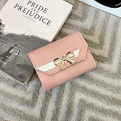 Pink PU Leather Bowknot Women's Card Case, Wallet, Coin Purse, Pink, 11.5x8.5x2cm