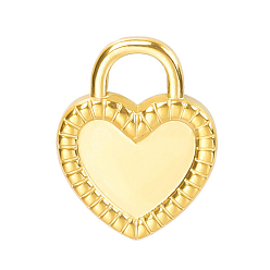 Golden Stainless Steel Pendants, Heart Padlock Charms, Golden, 18x14x3mm, Hole: 5mm