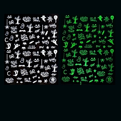 Ghost Luminous Plastic Nail Art Stickers Decals, Self-adhesive, For Nail Tips Decorations, Halloween 3D Design, Glow in the Dark, Ghost, 10x8cm