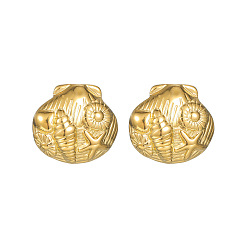 Shell Shape 304 из нержавеющей стали серьги, золотые, формы раковины, 15 мм