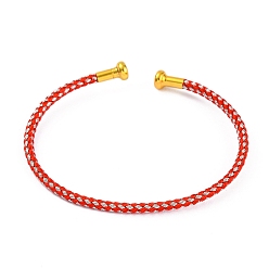 Красный Изготовление браслета из плетеной проволоки из углеродистой стали, с позолоченными латунными заглушками, красные, 0.25 см, внутренний диаметр: 2-3/8 дюйм (6.1 см)