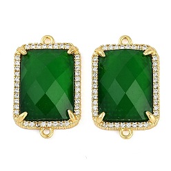 Морско-зеленый Стойка металлическая латунная микропрофилированная кубическая циркония подвески, cmолой, без свинца и без кадмия, долговечный, реальный 18 k позолоченный, прямоугольные, цвета морской волны, 26x16.5x7 мм, отверстие : 1.4 мм